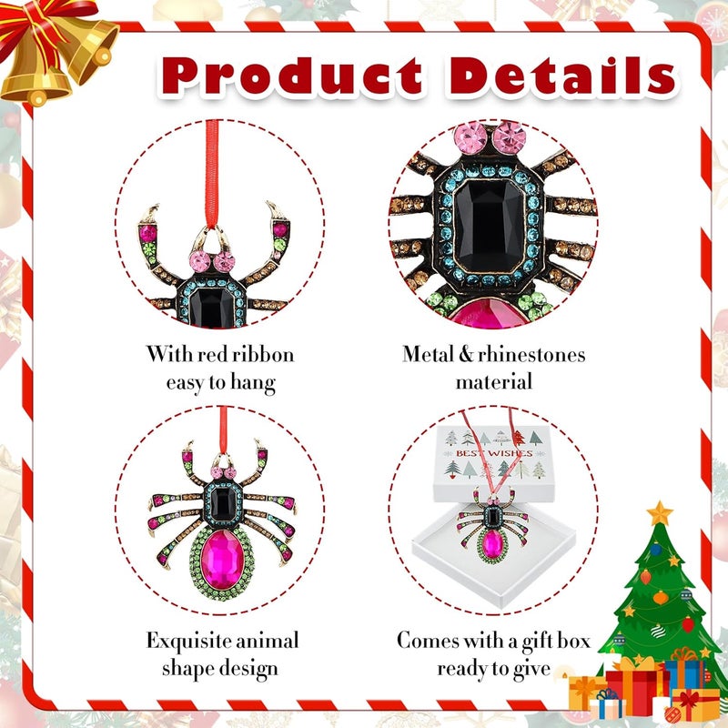 GROWTHMAGIC Store Pink Spider Christmas Ornaments - Metal Spider Ornaments for Christmas Tree Decor Gifts for Women Girl - Image 5